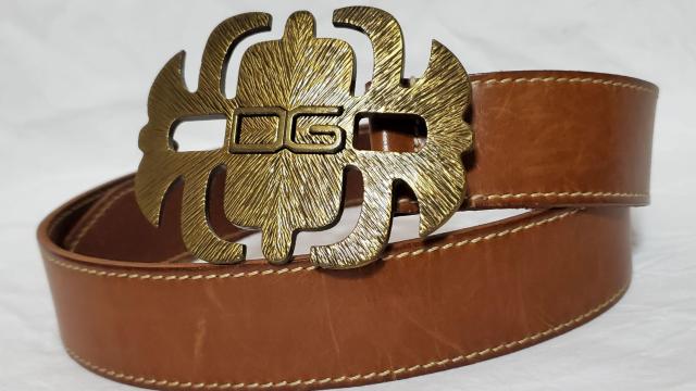 正規 ドルチェ&ガッバーナ バロック D&G アイコンロゴ スパイダーバックル レザーベルト 茶×金 100 最大サイズ金具 XL < ブランド  正規 ドルチェ&ガッバーナ バロック D&G アイコンロゴ スパイダーバックル レザーベルト 茶×金 100 最大サイズ金具 XL < ブランドの