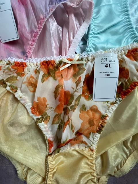 4Lサイズ!5枚セット!ツルツル光沢素材!シフォン使い!色とりどり!エレガント!高貴品格!ショーツ!No.美 < 女性ファッション  4Lサイズ!5枚セット!ツルツル光沢素材!シフォン使い!色とりどり!エレガント!高貴品格!ショーツ!No.美 < 女性ファッションの