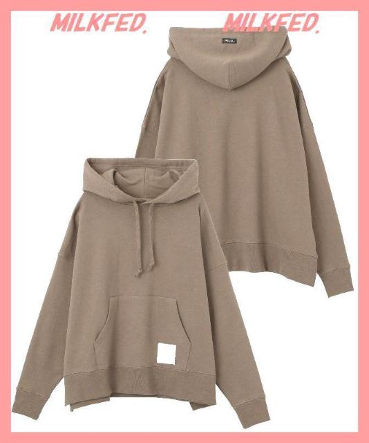 ☆ミルクフェド☆超美品♪完売ポケットロゴオーバーサイズスウェットパーカーモカ < ブランド ☆ミルクフェド☆超美品♪完売ポケットロゴオーバーサイズスウェットパーカーモカ < ブランドの