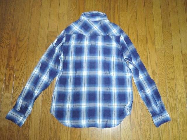 美中古 M THANK YOU FRIENDS GOE エム ウエスタン チェックシャツ L 青系 ★ 星柄 長袖シャツ TMT < ブランド 美中古 M THANK YOU FRIENDS GOE エム ウエスタン チェックシャツ L 青系 ★ 星柄 長袖シャツ TMT < ブランドの