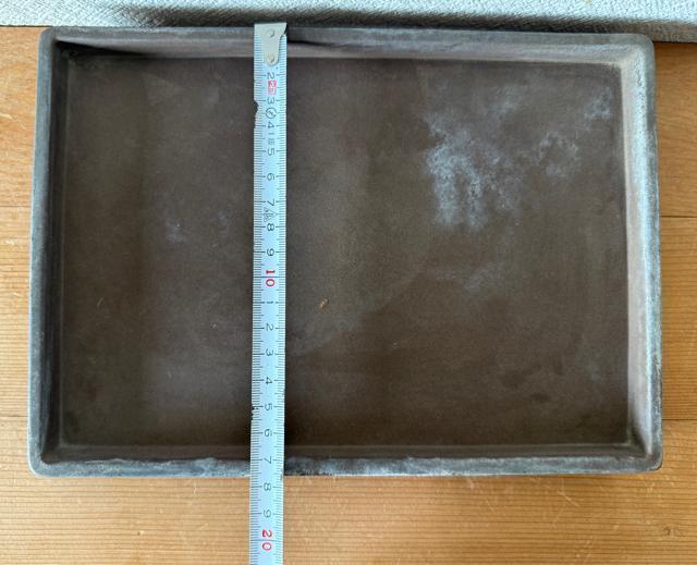 落款盆栽鉢 中型 長辺 約24.5cm 四角鉢 泥物 現品 中古鉢陶器製長方形 < ペット/手芸/園芸  落款盆栽鉢 中型 長辺 約24.5cm 四角鉢 泥物 現品 中古鉢陶器製長方形 < ペット/手芸/園芸の
