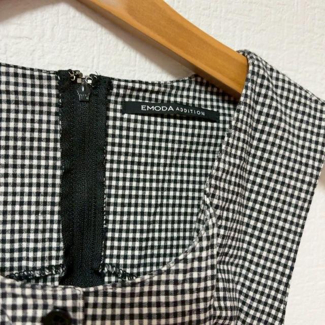 ◆EMODA/エモダ◆お腹開きミニワンピース★ギンガムチェック柄F*リボン♪秋コーデ美品 < ブランド  ◆EMODA/エモダ◆お腹開きミニワンピース★ギンガムチェック柄F*リボン♪秋コーデ美品 < ブランドの