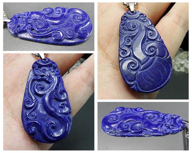 逸品天然石ラピスラズリ昇竜如意両面完全手彫りアンティークネックレス < 女性アクセサリー/時計 逸品天然石ラピスラズリ昇竜如意両面完全手彫りアンティークネックレス < 女性アクセサリー/時計の