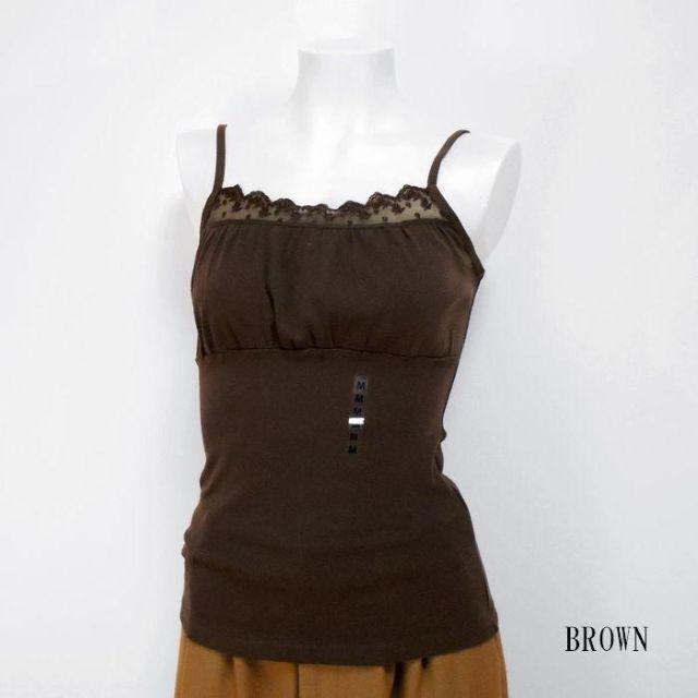 胸元切り替え&レース付き キャミソール < 女性ファッション  胸元切り替え&レース付き キャミソール < 女性ファッションの