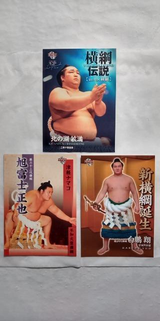 BBM大相撲カード・元横綱  北の湖、旭富士、白鵬レギュラーカード3枚 < トレーディングカード  BBM大相撲カード・元横綱  北の湖、旭富士、白鵬レギュラーカード3枚  < トレーディングカードの