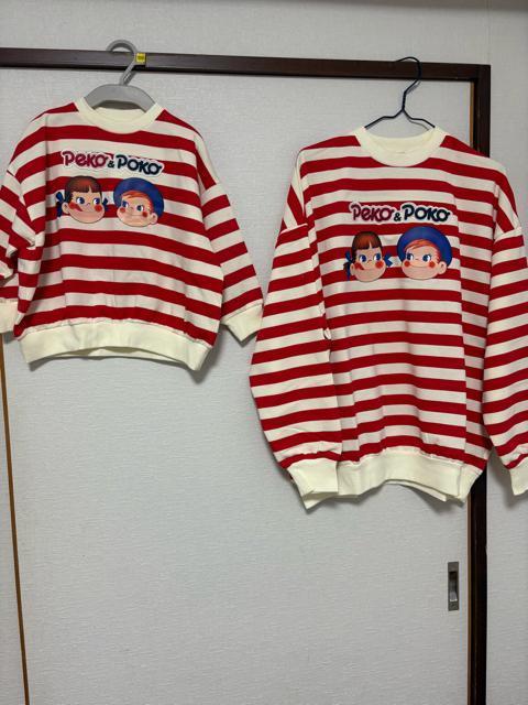 【新品】Peko & Poko ストライプ トレーナー M・100cm セット チマジロ < ブランド 【新品】Peko & Poko ストライプ トレーナー M・100cm セット チマジロ < ブランドの