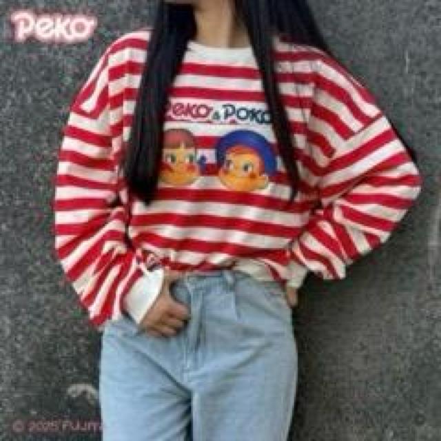 【新品】Peko & Poko ストライプ トレーナー M・100cm セット チマジロ < ブランド 【新品】Peko & Poko ストライプ トレーナー M・100cm セット チマジロ < ブランドの