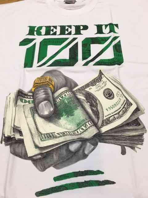 LA直輸入 100keep デザインプリントTシャツ白サイズ2XLXXL < 男性ファッション  LA直輸入 100keep デザインプリントTシャツ白サイズ2XLXXL < 男性ファッションの