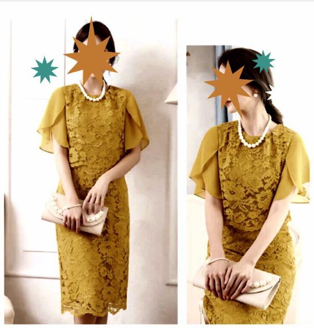 結婚式会食〓全レース膝下ワンピースドレス〓マスタード(M)新品〓 < 女性ファッション 結婚式会食〓全レース膝下ワンピースドレス〓マスタード(M)新品〓 < 女性ファッションの