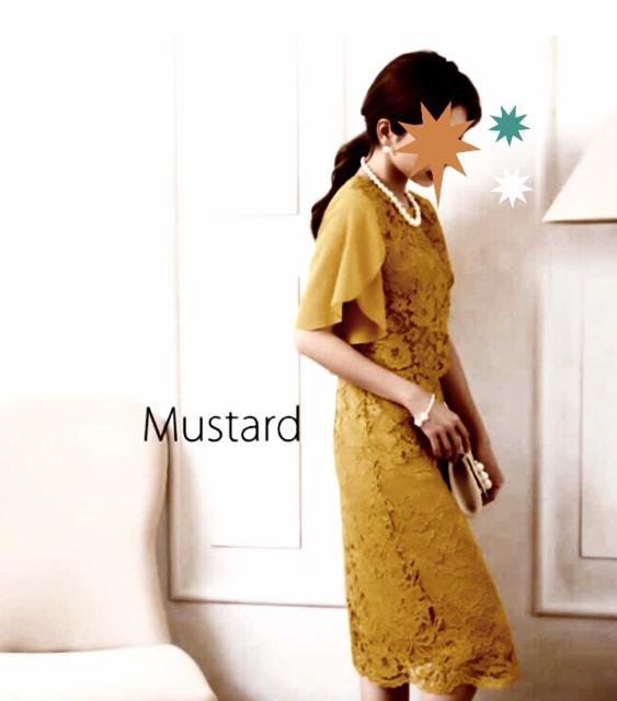 結婚式会食〓全レース膝下ワンピースドレス〓マスタード(M)新品〓 < 女性ファッション 結婚式会食〓全レース膝下ワンピースドレス〓マスタード(M)新品〓 < 女性ファッションの