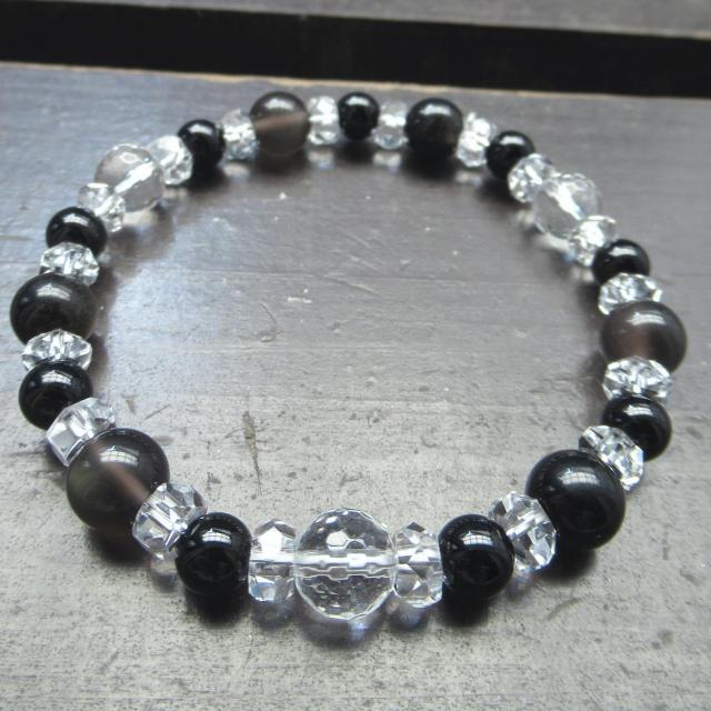 アイスオブシディアンxゴールデンオブシディアンxオニキスブレスレット 天然石 < 女性アクセサリー/時計 アイスオブシディアンxゴールデンオブシディアンxオニキスブレスレット 天然石 < 女性アクセサリー/時計の