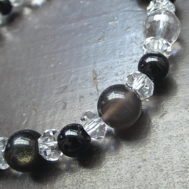 アイスオブシディアンxゴールデンオブシディアンxオニキスブレスレット 天然石 < 女性アクセサリー/時計 アイスオブシディアンxゴールデンオブシディアンxオニキスブレスレット 天然石 < 女性アクセサリー/時計の