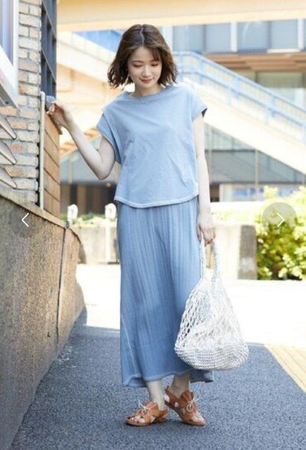 フリークスストア セットアップリブステッチワンピース+ショートトップス ライトブルー サイズフリー  アレンジ自在 着回し抜群 < ブランド  フリークスストア セットアップリブステッチワンピース+ショートトップス ライトブルー サイズフリー  アレンジ自在 着回し抜群 < ブランドの