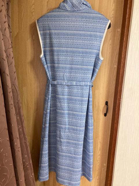 1984.フロントジップ☆紐ベルト付きノースリーブワンピース☆ブルー系☆サイズ11号 < 女性ファッション  1984.フロントジップ☆紐ベルト付きノースリーブワンピース☆ブルー系☆サイズ11号 < 女性ファッションの