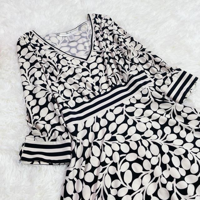 美品 ダイアンフォンファステンバーグ フレア 総柄ワンピース 2   4206 < 女性ファッション  美品 ダイアンフォンファステンバーグ フレア 総柄ワンピース 2   4206 < 女性ファッションの