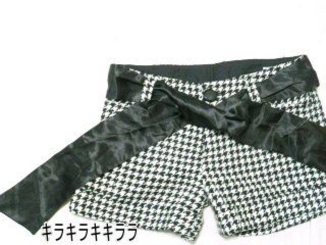 《New》サテンリボンベルト付★千鳥格子柄*ショートパンツ(バック=リボン)<w61> < 女性ファッション  《New》サテンリボンベルト付★千鳥格子柄*ショートパンツ(バック=リボン)<w61>  < 女性ファッションの