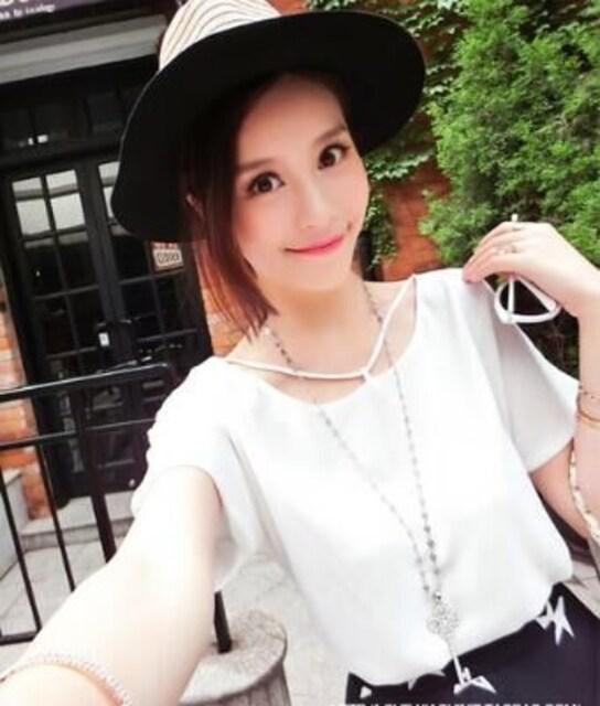訳有り出品300円★シフォンカットソー半袖夏トップス 白L < 女性ファッション  訳有り出品300円★シフォンカットソー半袖夏トップス 白L < 女性ファッションの