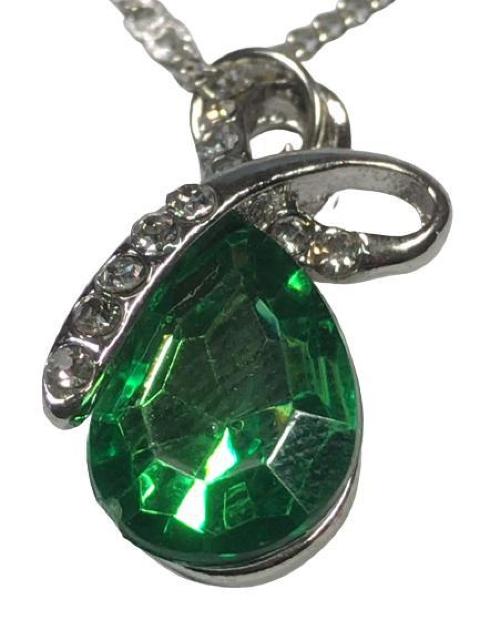 大粒 クリスタル ラインストーン ブリリアントカット CZダイヤモンド ペンダント ネックレス グリーン < 女性アクセサリー/時計  大粒 クリスタル ラインストーン ブリリアントカット CZダイヤモンド ペンダント ネックレス グリーン < 女性アクセサリー/時計の