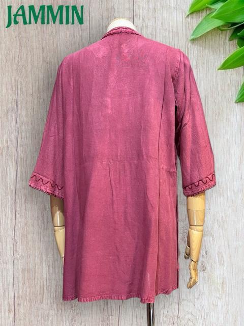 刺繍入りチュニック ピンク アジアン ヒッピー エスニック 個性派 < 女性ファッション 刺繍入りチュニック ピンク アジアン ヒッピー エスニック 個性派 < 女性ファッションの