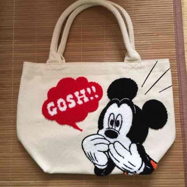 ディズニー・ミッキーマウス柄サガラ刺繍トートバッグ。ホワイト < アニメ/コミック/キャラクター ディズニー・ミッキーマウス柄サガラ刺繍トートバッグ。ホワイト < アニメ/コミック/キャラクターの