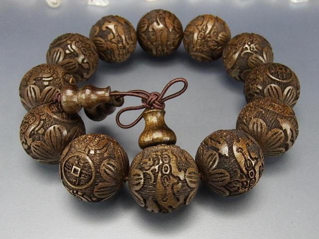 金銭ヒキュウ精工彫り陰沈木木製数珠20mmブレスレット石街 < 男性アクセサリー/時計  金銭ヒキュウ精工彫り陰沈木木製数珠20mmブレスレット石街 < 男性アクセサリー/時計の