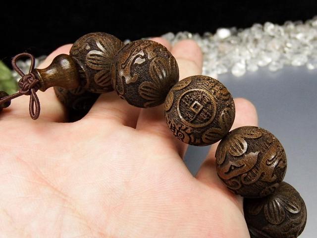 金銭ヒキュウ精工彫り陰沈木木製数珠20mmブレスレット石街 < 男性アクセサリー/時計  金銭ヒキュウ精工彫り陰沈木木製数珠20mmブレスレット石街 < 男性アクセサリー/時計の