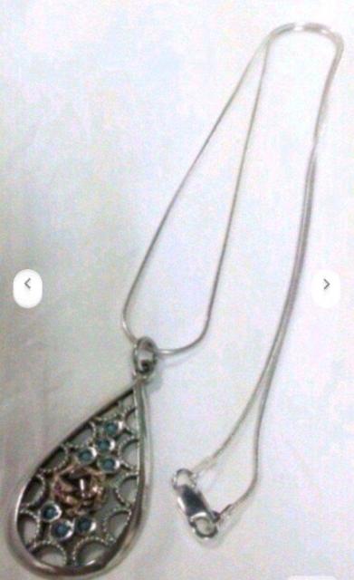 925 SILVER  薔薇  ローズ モチーフ チェーン ネックレス < 女性アクセサリー/時計  925 SILVER  薔薇  ローズ モチーフ チェーン ネックレス < 女性アクセサリー/時計の