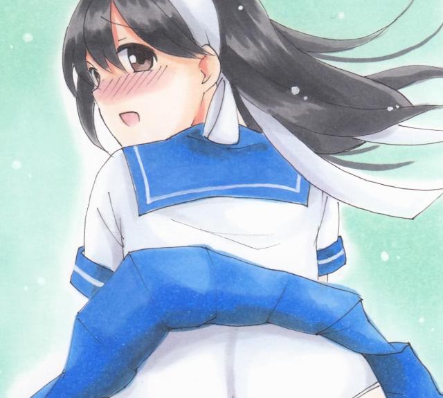 自作イラスト 艦これ 潮 突風 パンチラ < アニメ/コミック/キャラクター  自作イラスト 艦これ 潮 突風 パンチラ < アニメ/コミック/キャラクターの