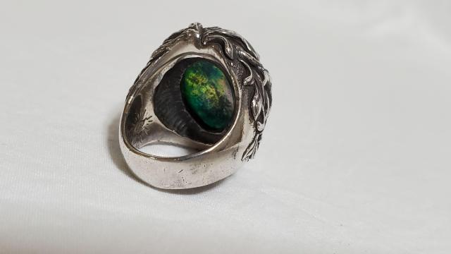 正規美 絶版 ガロア 禁断の果実 スネーク リング 11号 緑系 SV蛇 リフレクション石 アップル 指輪 1点物完全ハンドメイド < 男性アクセサリー/時計  正規美 絶版 ガロア 禁断の果実 スネーク リング 11号 緑系 SV蛇 リフレクション石 アップル 指輪 1点物完全ハンドメイド < 男性アクセサリー/時計の