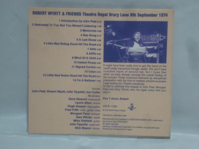 THEATRE ROYAL DRURY LANE 8TH SEPTEMBER 1974 / ROBERT WYATT  帯無CD < CD/DVD/ビデオ  THEATRE ROYAL DRURY LANE 8TH SEPTEMBER 1974 / ROBERT WYATT  帯無CD < CD/DVD/ビデオの