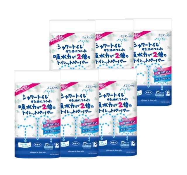 エリエール シャワートイレのためにつくった 吸水力2倍 トイレットペーパー ダブル 無香料 25m×72ロール12ロール×6パック < インテリア/ライフ  エリエール シャワートイレのためにつくった 吸水力2倍 トイレットペーパー ダブル 無香料 25m×72ロール12ロール×6パック  < インテリア/ライフの