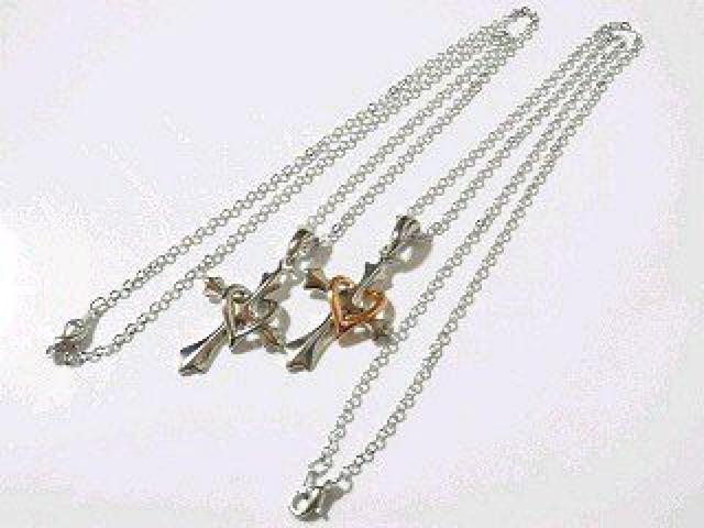 《New》愛*LOVE<プラチナ>ハート&クロス★ペアネックレス*セット(シルバーxPゴールド) < 女性アクセサリー/時計  《New》愛*LOVE<プラチナ>ハート&クロス★ペアネックレス*セット(シルバーxPゴールド) < 女性アクセサリー/時計の