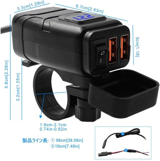 バイク オートバイ 充電器 USB電源 急速充電器 QC3.0 < 自動車/バイク バイク オートバイ 充電器 USB電源 急速充電器 QC3.0 < 自動車/バイク