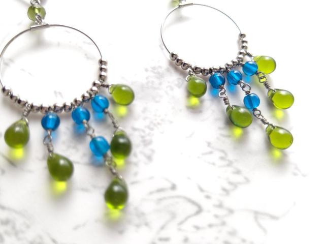 *グリーンドロップのシャンデリアフープピアス* 13001 < 女性アクセサリー/時計 *グリーンドロップのシャンデリアフープピアス* 13001 < 女性アクセサリー/時計の