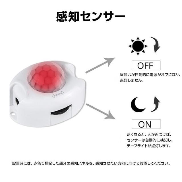 LED テープライト 人感センサー付き 長さ5m 高感度 USB式 防水 DIY カット可 SMD3258 5V LEDテープ 夜 < 家電/AV  LED テープライト 人感センサー付き 長さ5m 高感度 USB式 防水 DIY カット可 SMD3258 5V LEDテープ 夜 < 家電/AVの