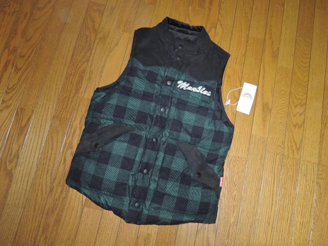 MARBLES マーブルズ リバーシブル ベスト M 黒緑系 中綿ベスト VEST レザー チェック柄 ダウン スタッズ TMT < ブランド  MARBLES マーブルズ リバーシブル ベスト M 黒緑系 中綿ベスト VEST レザー チェック柄 ダウン スタッズ TMT < ブランドの