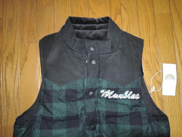 MARBLES マーブルズ リバーシブル ベスト M 黒緑系 中綿ベスト VEST レザー チェック柄 ダウン スタッズ TMT < ブランド  MARBLES マーブルズ リバーシブル ベスト M 黒緑系 中綿ベスト VEST レザー チェック柄 ダウン スタッズ TMT < ブランドの