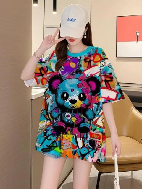 超お買い得1190円★レディース カジュアル サマーTシャツ ビビッド カートゥーン ベア プリント 快適 通気性 日本サイズM < 女性ファッション  超お買い得1190円★レディース カジュアル サマーTシャツ ビビッド カートゥーン ベア プリント 快適 通気性 日本サイズM  < 女性ファッションの