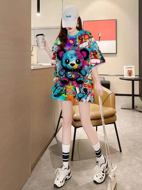 超お買い得1190円★レディース カジュアル サマーTシャツ ビビッド カートゥーン ベア プリント 快適 通気性 日本サイズM < 女性ファッション  超お買い得1190円★レディース カジュアル サマーTシャツ ビビッド カートゥーン ベア プリント 快適 通気性 日本サイズM < 女性ファッションの