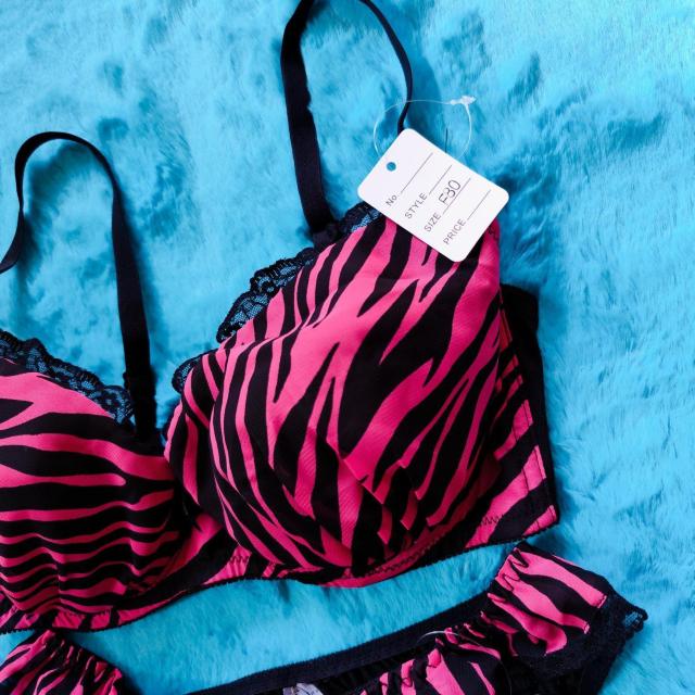 GAL可愛ッ。。。F80×LLゼブラ柄シフォンブラジャー&ショーツセット。。グラマー大きいサイズピンク×ブラック < 女性ファッション  GAL可愛ッ。。。F80×LLゼブラ柄シフォンブラジャー&ショーツセット。。グラマー大きいサイズピンク×ブラック < 女性ファッションの