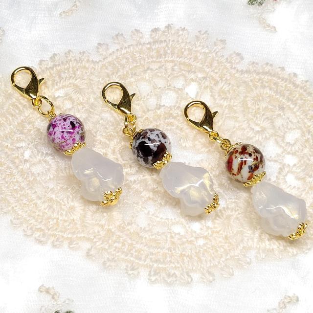 ハンドメイド☆ファスナーチャーム☆プリントビーズ☆3個セット < 女性ファッション ハンドメイド☆ファスナーチャーム☆プリントビーズ☆3個セット < 女性ファッションの
