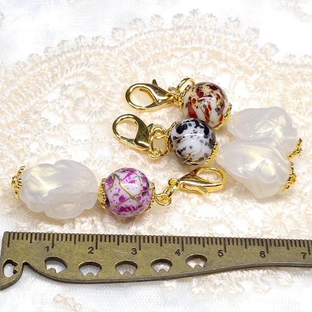 ハンドメイド☆ファスナーチャーム☆プリントビーズ☆3個セット < 女性ファッション ハンドメイド☆ファスナーチャーム☆プリントビーズ☆3個セット < 女性ファッションの