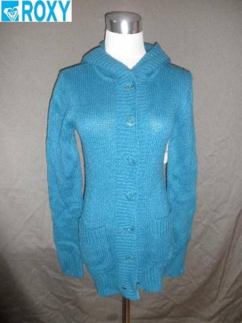 ◆本場USA購入 ROXYフード付ニットロングカーディガンUS XS 青◆ < ブランド  ◆本場USA購入 ROXYフード付ニットロングカーディガンUS XS 青◆  < ブランドの