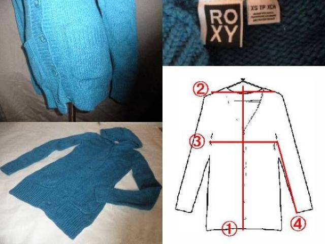 ◆本場USA購入 ROXYフード付ニットロングカーディガンUS XS 青◆ < ブランド  ◆本場USA購入 ROXYフード付ニットロングカーディガンUS XS 青◆ < ブランドの