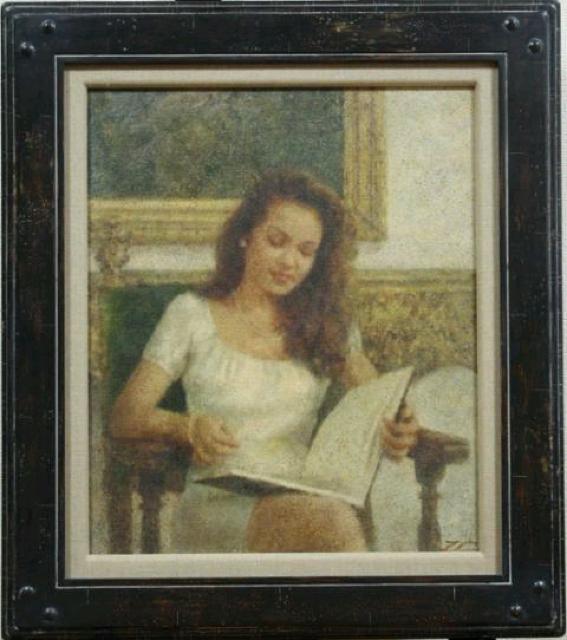 絵画 テンペラ 宇山卓栄『画集を見る人』一枚の絵取り扱い 真作保証 原画 < ホビー  絵画 テンペラ 宇山卓栄『画集を見る人』一枚の絵取り扱い 真作保証 原画  < ホビーの