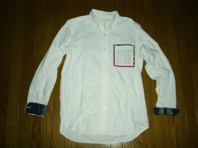 SOPHNET. ソフネット POCKET COVER B.D SHIRT M 白 バンダナ切替 長袖シャツ < ブランド  SOPHNET. ソフネット POCKET COVER B.D SHIRT M 白 バンダナ切替 長袖シャツ  < ブランドの