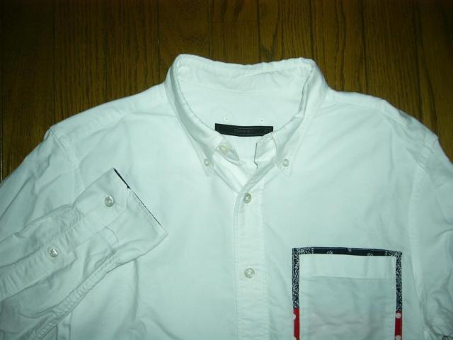 SOPHNET. ソフネット POCKET COVER B.D SHIRT M 白 バンダナ切替 長袖シャツ < ブランド  SOPHNET. ソフネット POCKET COVER B.D SHIRT M 白 バンダナ切替 長袖シャツ < ブランドの