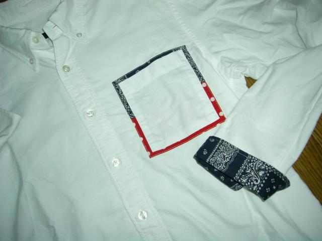 SOPHNET. ソフネット POCKET COVER B.D SHIRT M 白 バンダナ切替 長袖シャツ < ブランド  SOPHNET. ソフネット POCKET COVER B.D SHIRT M 白 バンダナ切替 長袖シャツ < ブランドの
