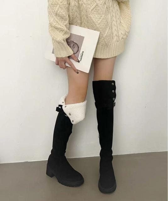 送料無料 新品 ニーハイブーツ ロングブーツ スエード調 < 女性ファッション  送料無料 新品 ニーハイブーツ ロングブーツ スエード調 < 女性ファッションの