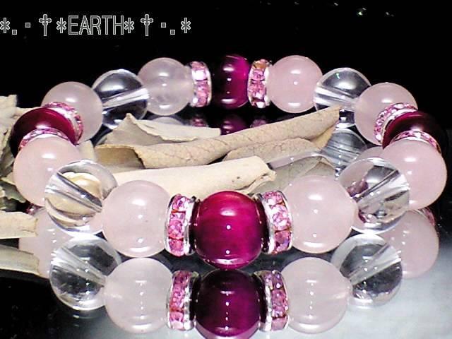 天然石★10oローズクォーツ・ピンクタイガ-アイ・水晶数珠 < 女性アクセサリー/時計 天然石★10oローズクォーツ・ピンクタイガ-アイ・水晶数珠 < 女性アクセサリー/時計の